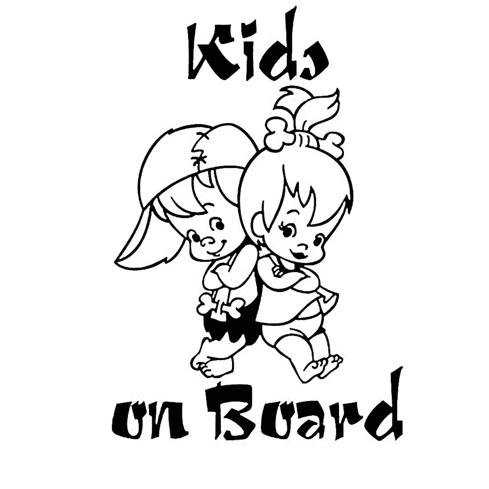 Auto-Aufkleber, „Kids on Board“, niedliches Cartoon-Design, reflektierend, Schwarz von Uticon