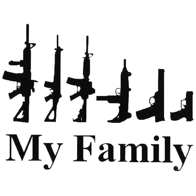 Auto-Aufkleber, My Family Assault Waffe, reflektierend, für Auto, LKW, Karosserie, Fenster, Aufkleber, Dekor – Schwarz von Uticon