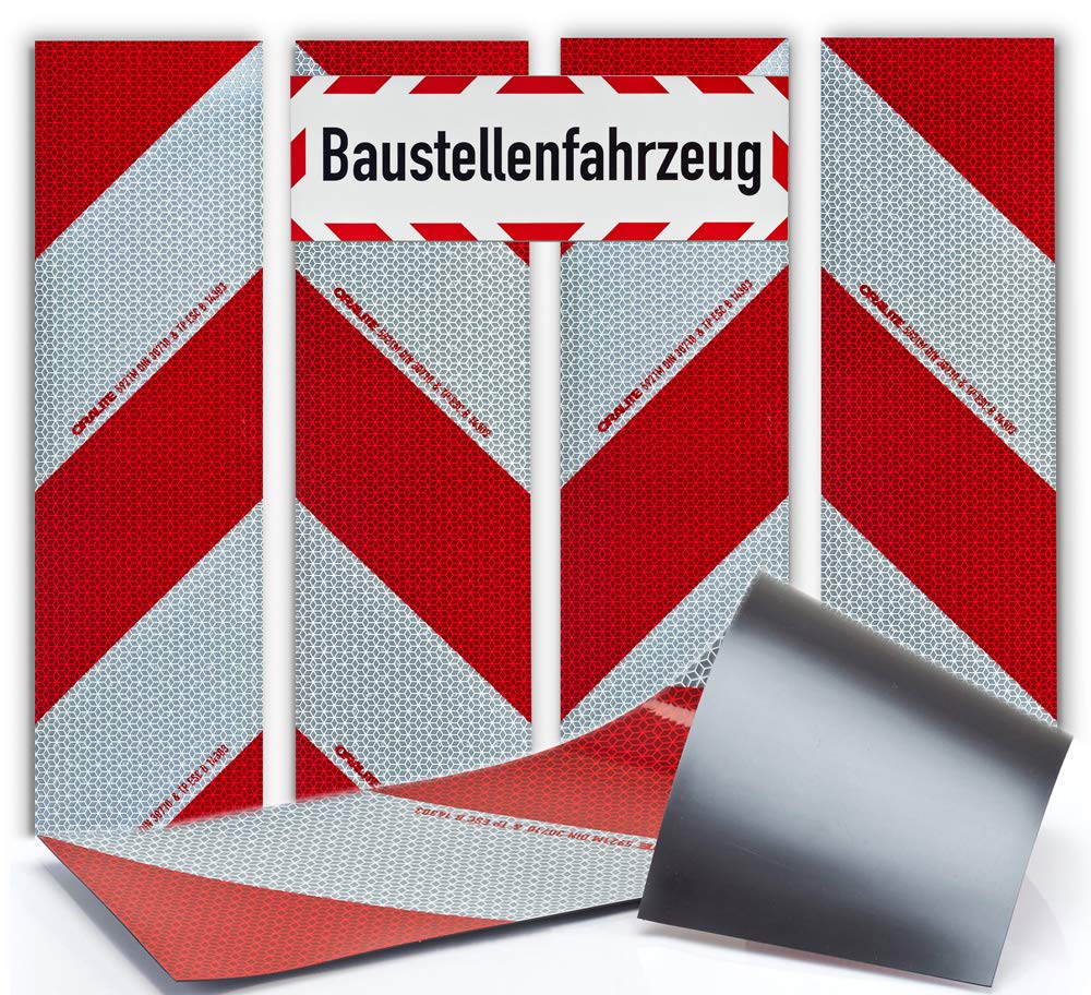 UvV Kfz-Warnmarkierung im Set DIN 30710 für 1 KFZ mit 4 Streifen - 4x141x564 magnetisch + Magnetschild Baustellenfahrzeug 45x15cm UvV Kfz-Warnmarkierung im Set DIN 30710 für 1 KFZ mit 4 Streifen - 4x141x564 magnetisch + Magnetschild Baustellenfahrzeug 45x15cm von UvV