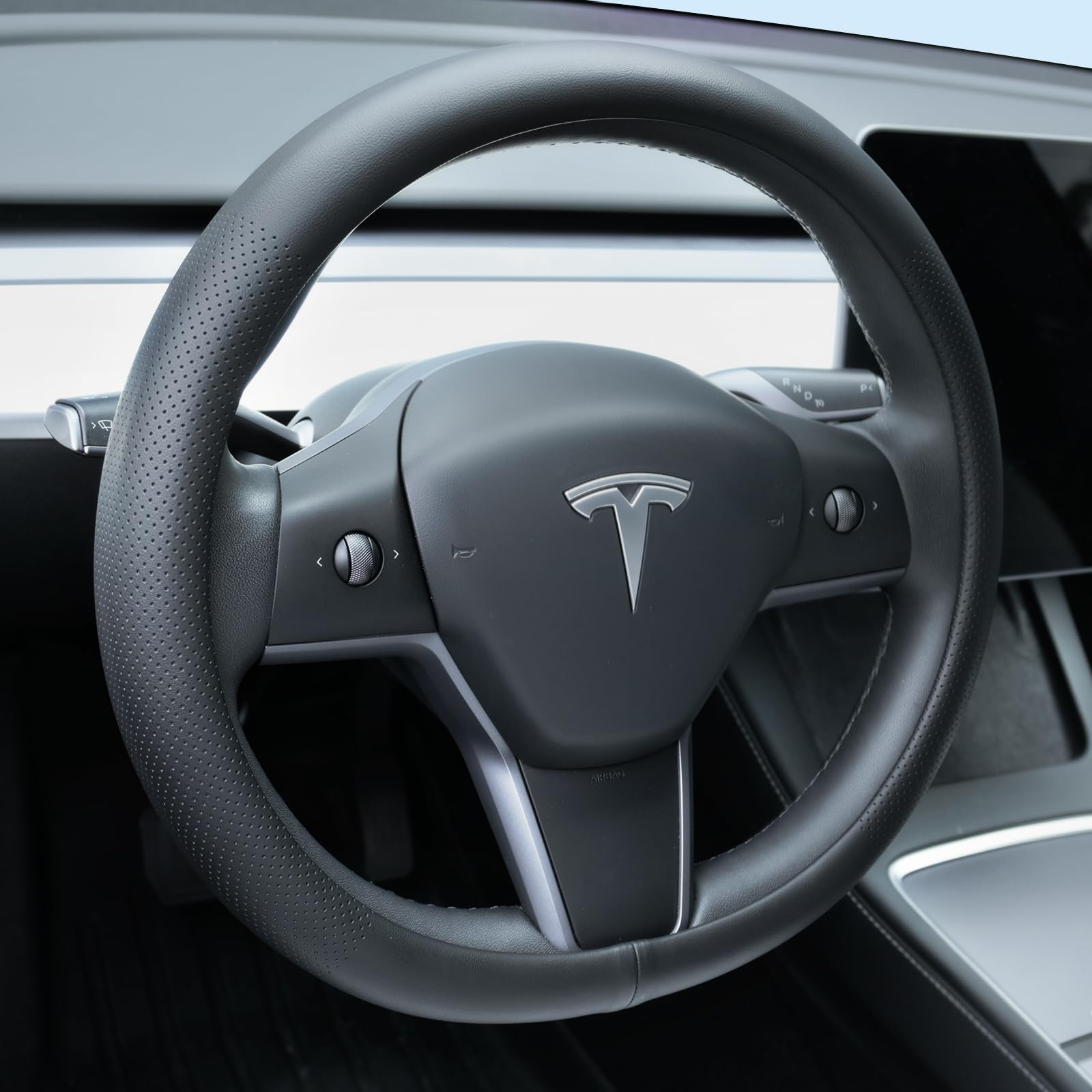 Uxcer Lenkradbezug aus Nappaleder für Tesla Model 3/Y 2016-2025, rutschfest, atmungsaktiv, Tesla Model 3/Y Lenkradschutz, Schwarz Uxcer Lenkradbezug aus Nappaleder für Tesla Model 3/Y 2016-2025, rutschfest, atmungsaktiv, Tesla Model 3/Y Lenkradschutz, Schwarz von Uxcer
