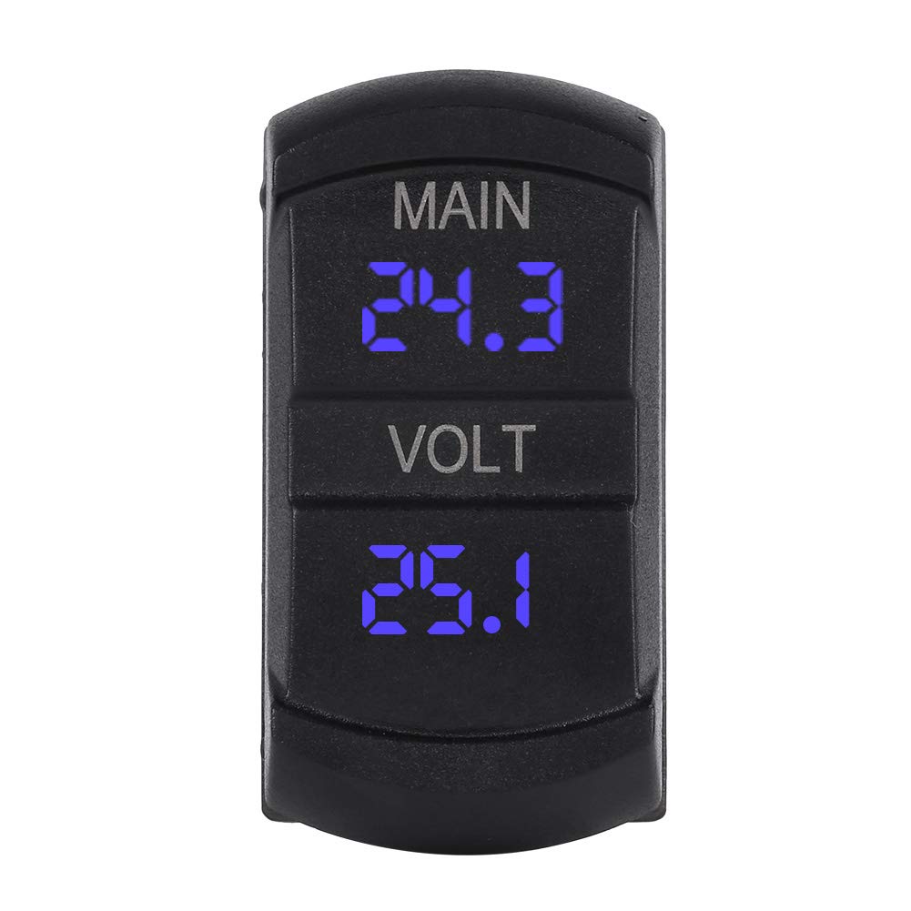 Dual-Voltmeter, Kurzschlussschutz, digitales Auto-Spannungsmessgerät, wasserdicht, DC 10 V–60 V für Pickup-RV-ATV-Batterie von Uxsiya