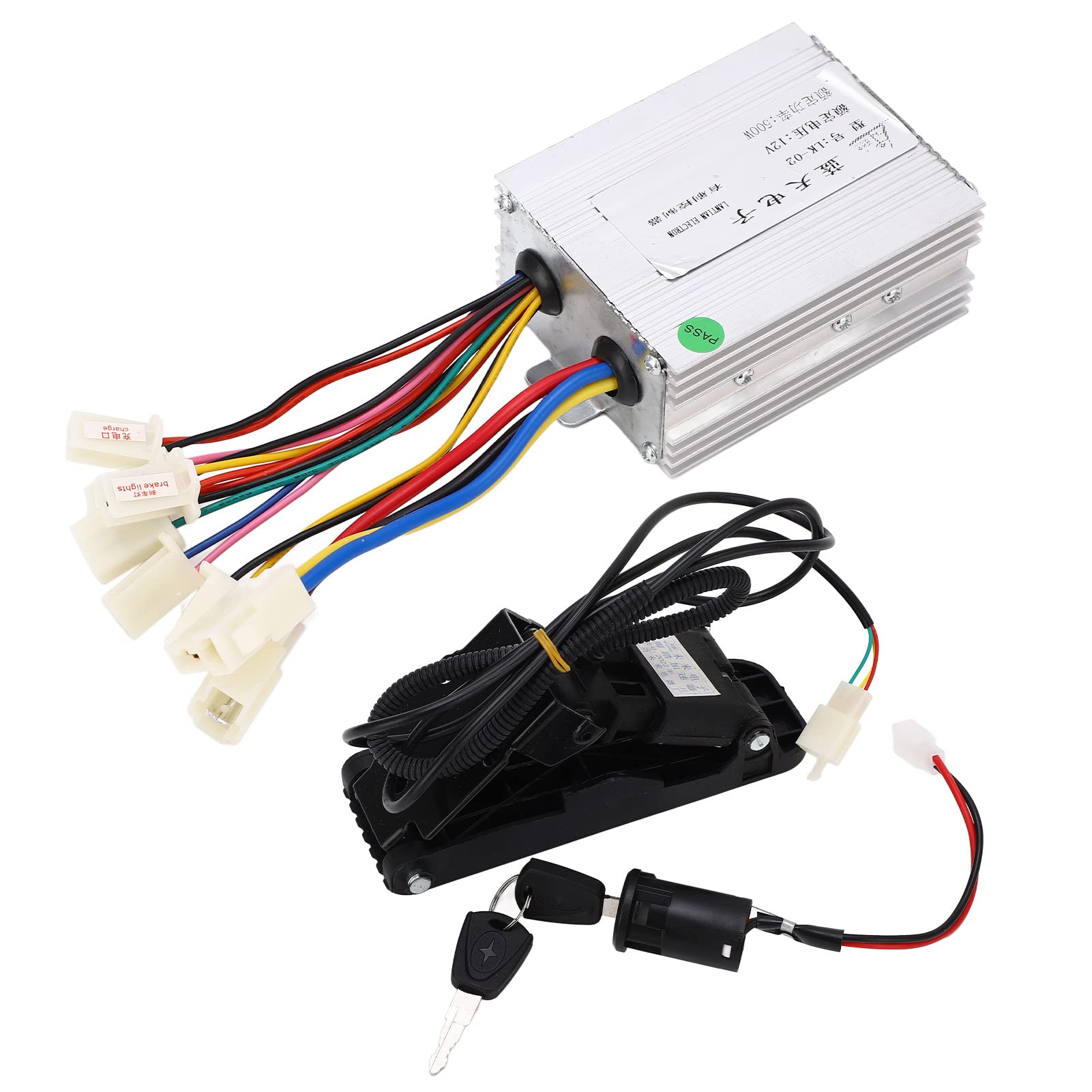 Fahrrad Motor Controller Set, 12V 500W Geschwindigkeitsregelung Elektrofahrrad Fußgaspedal Aluminiumlegierung Wärmeableitung zur Modifikation von Uxsiya