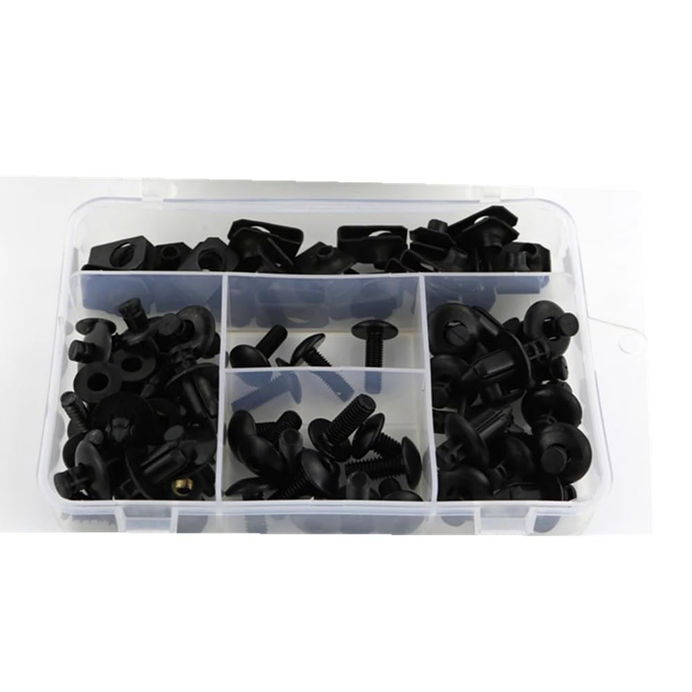 Kompatibel Mit Suzuki Für An400 Für Burgman 400 2002–2018 Motorrad Komplettes Komplettes Verkleidungsschrauben-Set Verkleidungsclips, Muttern Karosserieschrauben Stahl Motorräder Schrauben(Black) von VAAKLM
