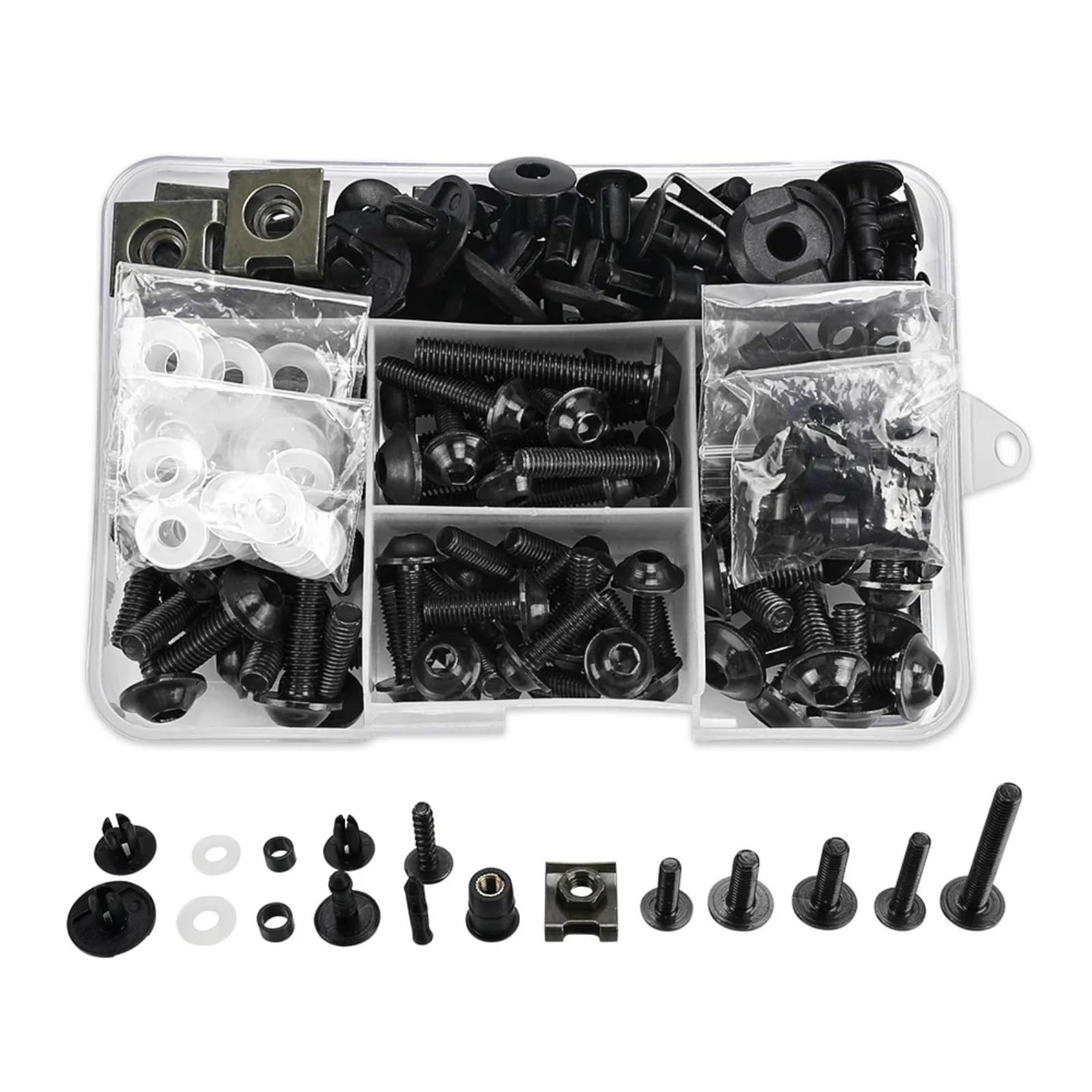Kompatibel mit F900xr für G310gs für G310r Verkleidungsschrauben-Set, Karosserie-Befestigungselemente, Schrauben, Mutternfarbe, Befestigungsschraube, Muttern-Clip-Set Motorräder Schrauben(Black) von VAAKLM