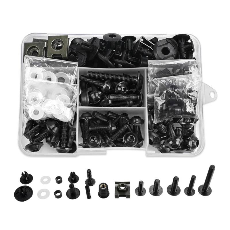 Kompatibel mit F900xr für G310gs für G310r Verkleidungsschrauben-Set, Karosserie-Befestigungselemente, Schrauben, Mutternfarbe, Befestigungsschraube, Muttern-Clip-Set Motorräder Schrauben(Black) von VAAKLM
