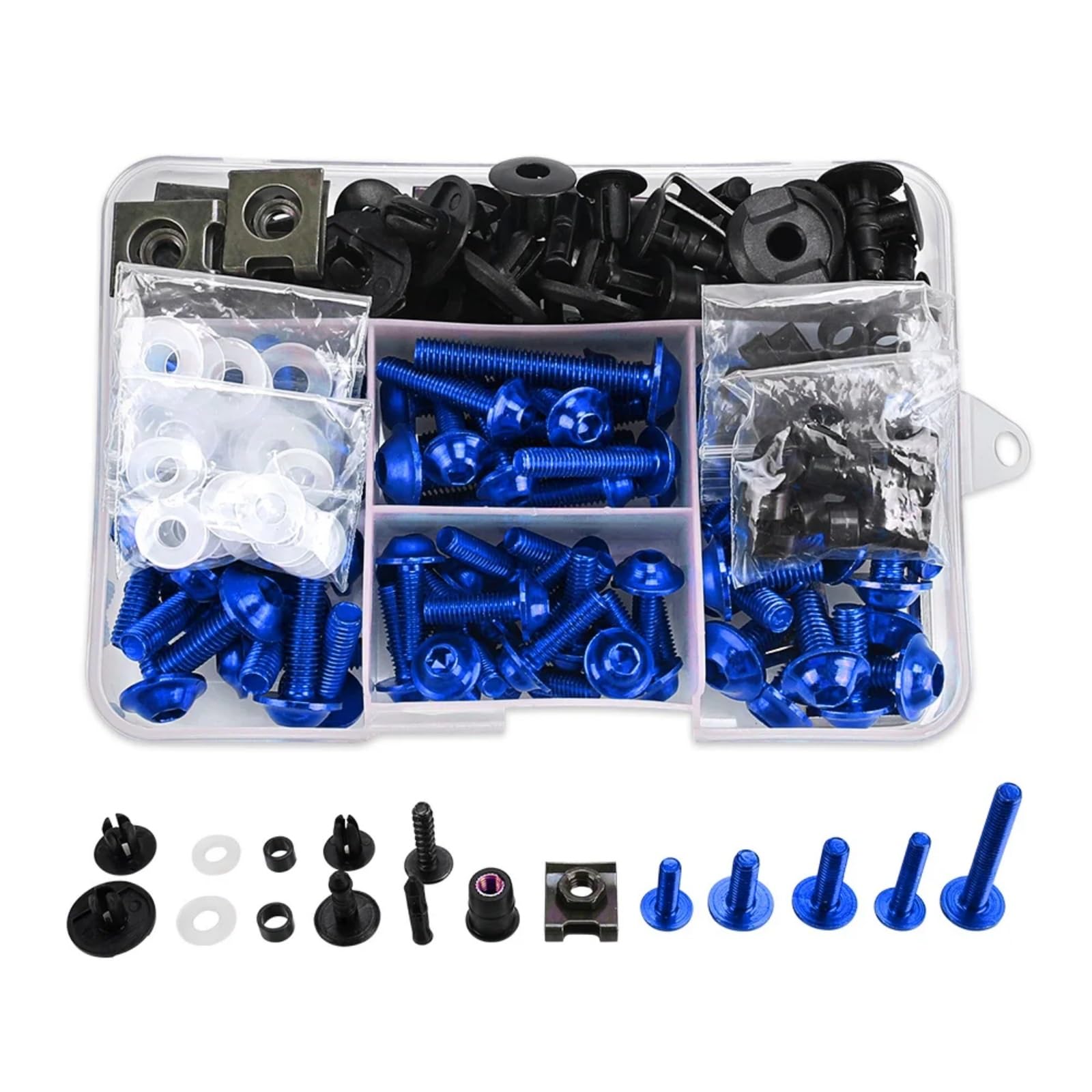 Kompatibel mit F900xr für G310gs für G310r Verkleidungsschrauben-Set, Karosserie-Befestigungselemente, Schrauben, Mutternfarbe, Befestigungsschraube, Muttern-Clip-Set Motorräder Schrauben(Blue) von VAAKLM