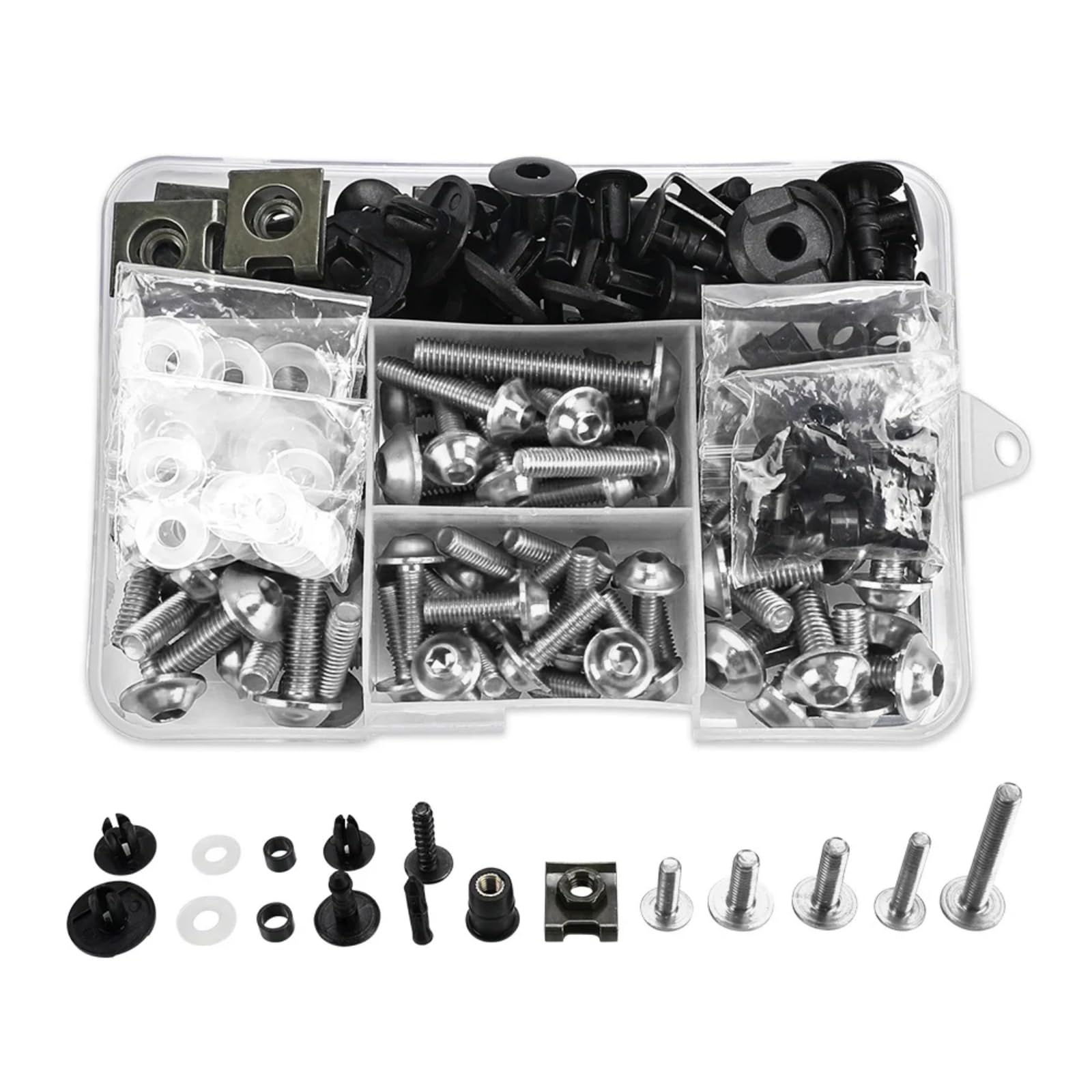 Kompatibel mit F900xr für G310gs für G310r Verkleidungsschrauben-Set, Karosserie-Befestigungselemente, Schrauben, Mutternfarbe, Befestigungsschraube, Muttern-Clip-Set Motorräder Schrauben(Silver) von VAAKLM