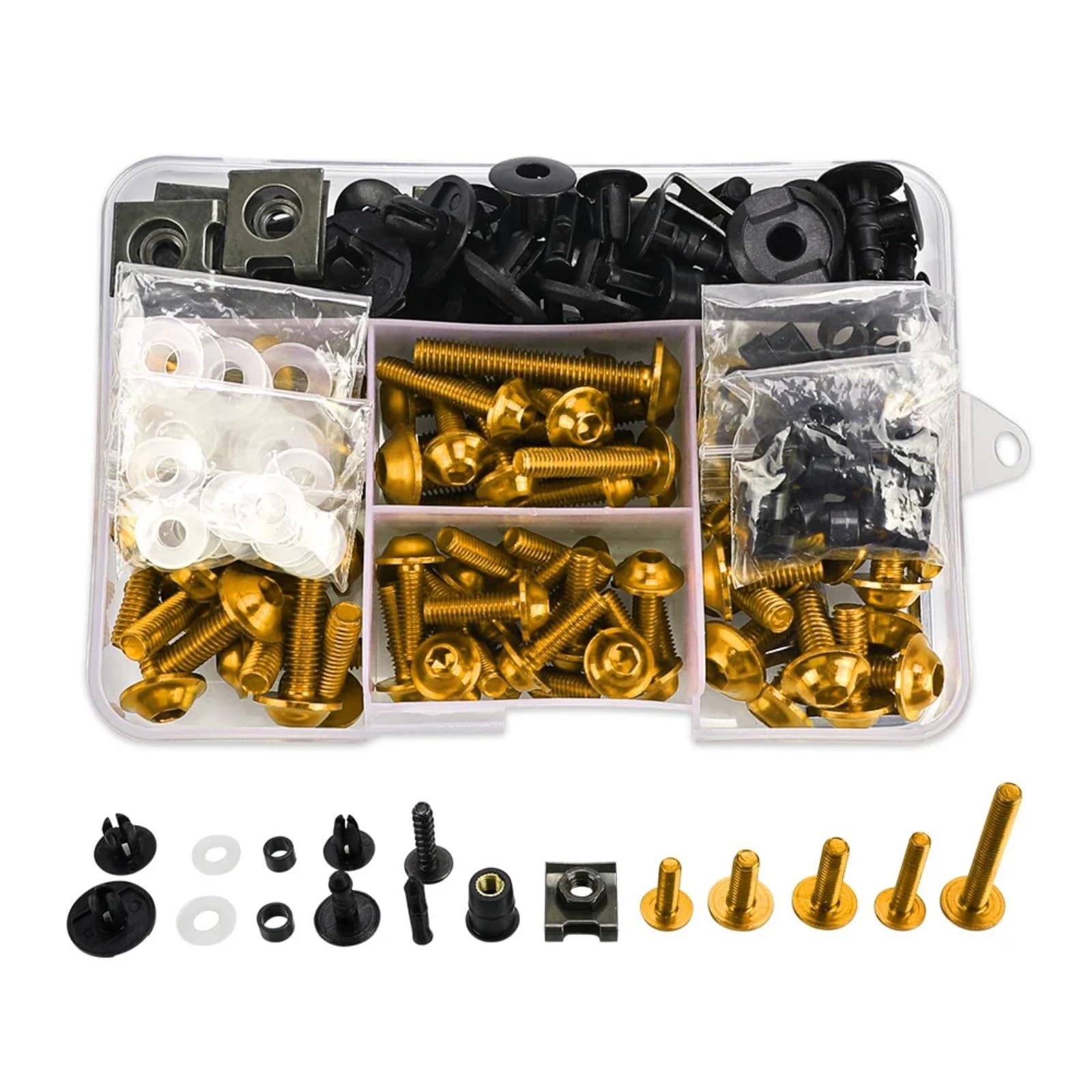 Kompatibel mit F900xr für G310gs für G310r Verkleidungsschrauben-Set, Karosserie-Befestigungselemente, Schrauben, Mutternfarbe, Befestigungsschraube, Muttern-Clip-Set Motorräder Schrauben(Yellow) von VAAKLM