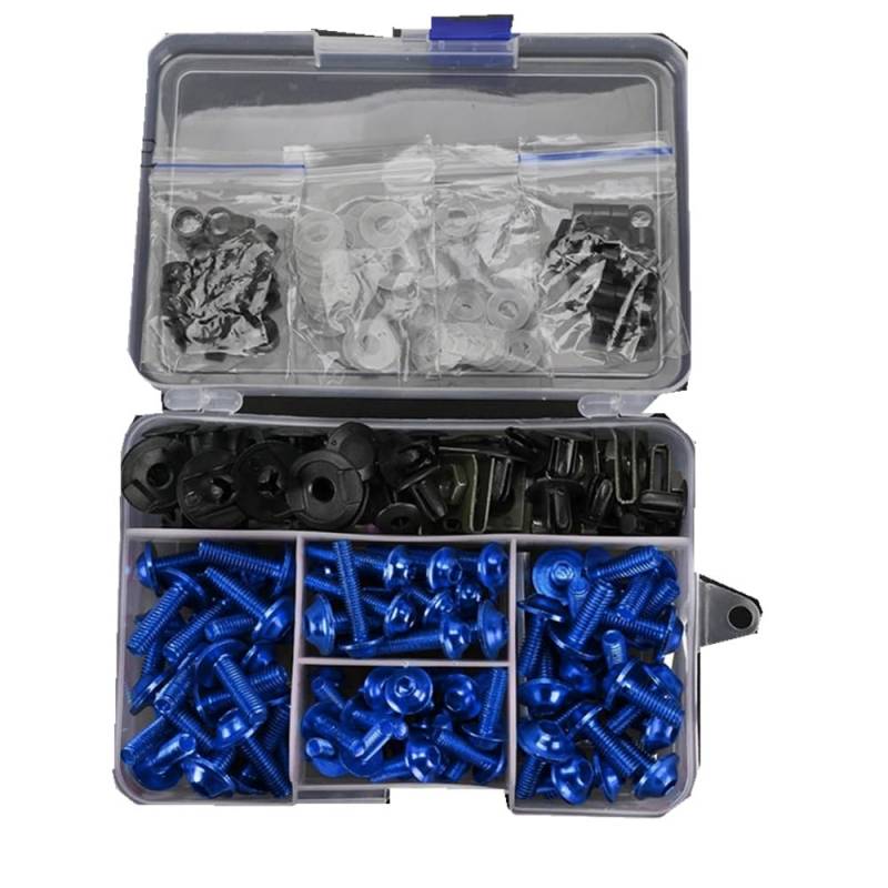 Kompatibel mit Vfr750 Fh für Vfr800 F Motorrad-Zubehör, komplettes Verkleidungsschrauben-Set, Schrauben und Muttern, Motorrad-Schraubenabdeckungs-Set Motorräder Schrauben(Blue) von VAAKLM