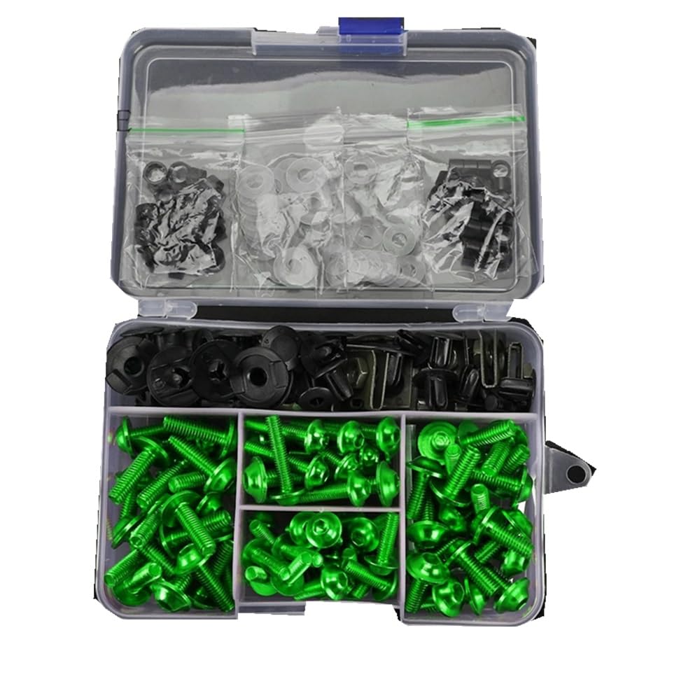 Kompatibel mit Vfr750 Fh für Vfr800 F Motorrad-Zubehör, komplettes Verkleidungsschrauben-Set, Schrauben und Muttern, Motorrad-Schraubenabdeckungs-Set Motorräder Schrauben(Green) von VAAKLM