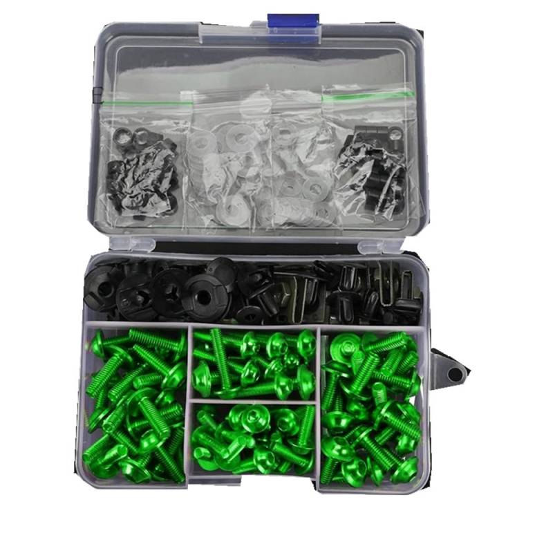 Kompatibel mit Vfr750 Fh für Vfr800 F Motorrad-Zubehör, komplettes Verkleidungsschrauben-Set, Schrauben und Muttern, Motorrad-Schraubenabdeckungs-Set Motorräder Schrauben(Green) von VAAKLM