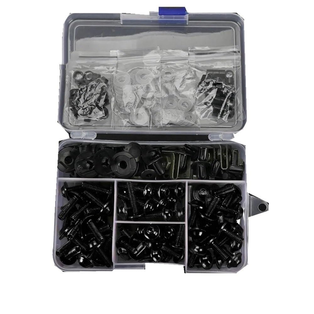 Kompatibel mit Vfr750 Fv für Vfr800 für Cb190r Motorradzubehör CNC-Verkleidungsbolzen-Schrauben-Kit Mutternclips Schraubbefestigungen Motorräder Schrauben(Black) von VAAKLM