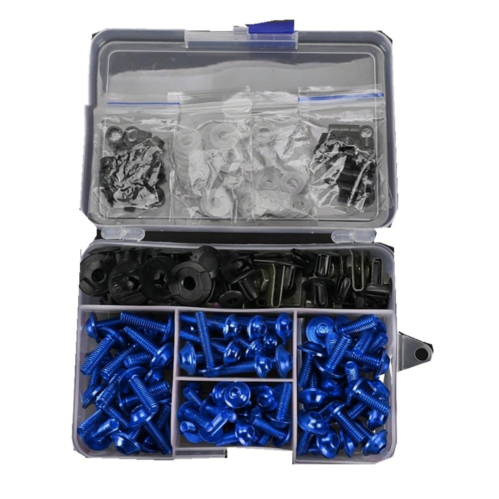 Kompatibel mit Vfr750 Fv für Vfr800 für Cb190r Motorradzubehör CNC-Verkleidungsbolzen-Schrauben-Kit Mutternclips Schraubbefestigungen Motorräder Schrauben(Blue) von VAAKLM