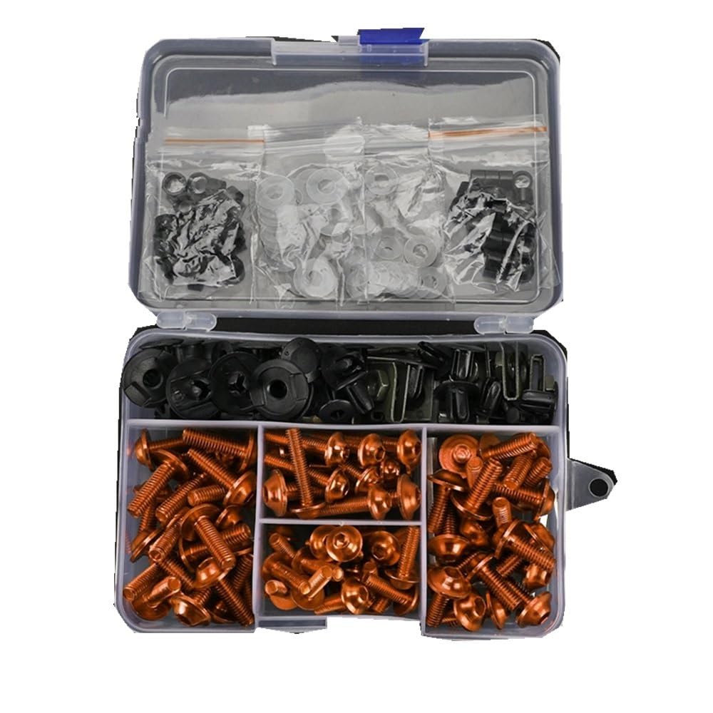Kompatibel mit Vfr750 Fv für Vfr800 für Cb190r Motorradzubehör CNC-Verkleidungsbolzen-Schrauben-Kit Mutternclips Schraubbefestigungen Motorräder Schrauben(Orange) von VAAKLM