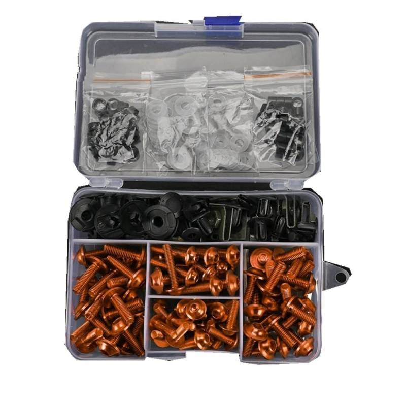 Kompatibel mit Vfr750 Fv für Vfr800 für Cb190r Motorradzubehör CNC-Verkleidungsbolzen-Schrauben-Kit Mutternclips Schraubbefestigungen Motorräder Schrauben(Orange) von VAAKLM