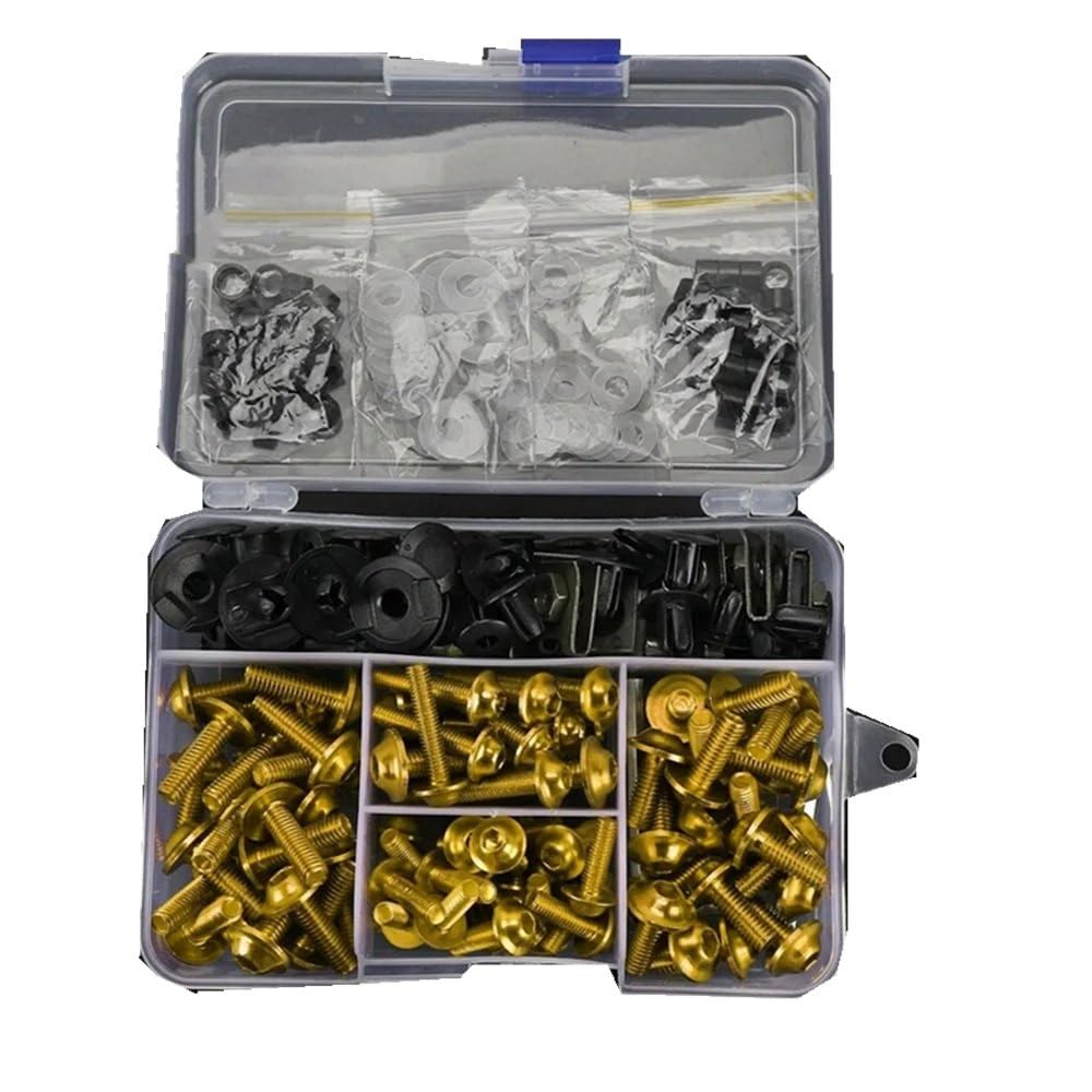 Kompatibel mit Vfr750 Fv für Vfr800 für Cb190r Motorradzubehör CNC-Verkleidungsbolzen-Schrauben-Kit Mutternclips Schraubbefestigungen Motorräder Schrauben(Yellow) von VAAKLM