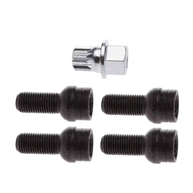 VAAKLM 5 Stück M14 x 1,5 mm Fahrzeug-Radschloss-Radmuttern Schlüsselschrauben Steckschlüsselwerkzeug für die meisten Kfz-Radschrauben Radschrauben OEM: 8D0601139F Schloss Radbolzen von VAAKLM