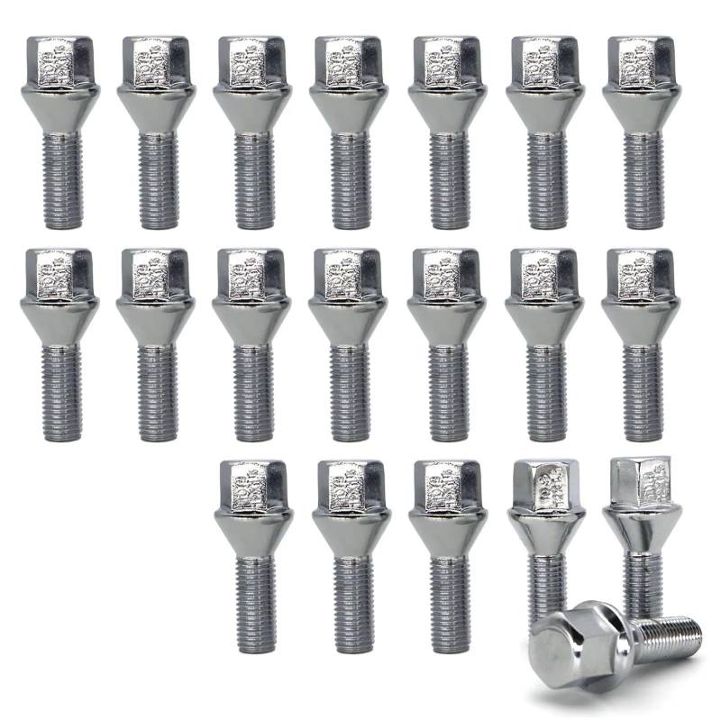 VAAKLM Kompatibel Mit 3er-Serie Für E21 E30 E36 1975–2012 20 X Legierung Autozubehör Radschraube Radmutter Bolzen M12 X 1,5 X 26 17 Mm Sechskant-Rad-Stahl-Lug Schloss Radbolzen von VAAKLM
