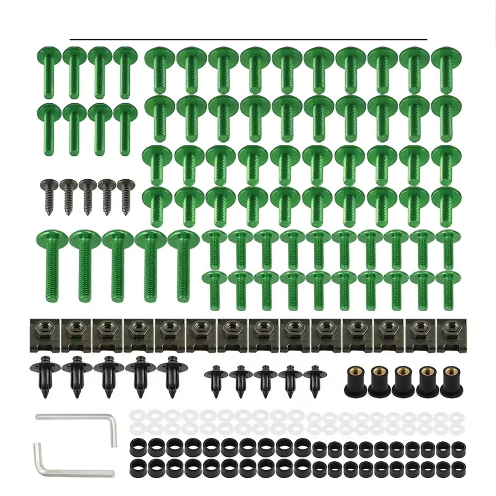 VAAKLM Kompatibel Mit Aprilia Für Rs660 Für Rs125 Für Rs660 Verkleidungsschrauben-Set, Schrauben-Set, Motorradzubehör, Motorrad-Verkleidungsschrauben Motorräder Schrauben(Green) von VAAKLM