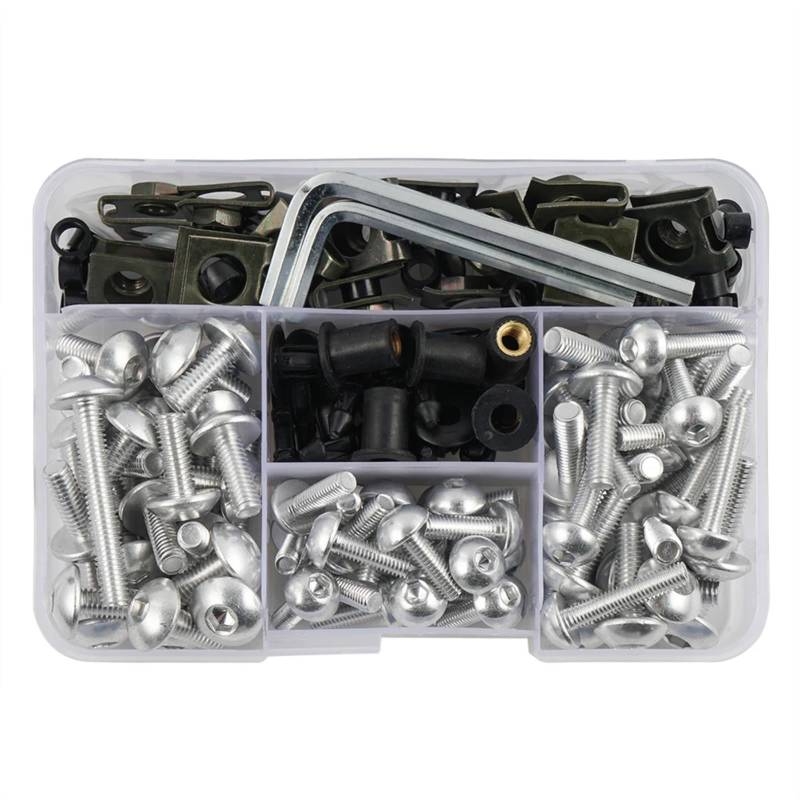 VAAKLM Kompatibel Mit Cbr125r 2005–2011 Für Cbr600f2 1991–1994 Für Cbr600rr 2003–2020, Karosserieschrauben, Verkleidungsschrauben-Set, Motorrad-Schraubklemme Motorräder Schrauben(Silver) von VAAKLM
