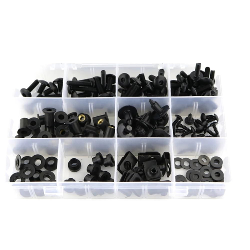 VAAKLM Kompatibel Mit Cbr600rr 2013 2014 2015 2016 Motorrad. Vollständiges Verkleidungsschrauben-Set, Verkleidungsklammern, Schrauben, Unterlegscheiben, Ösen, Muttern Motorräder Schrauben(Black) von VAAKLM