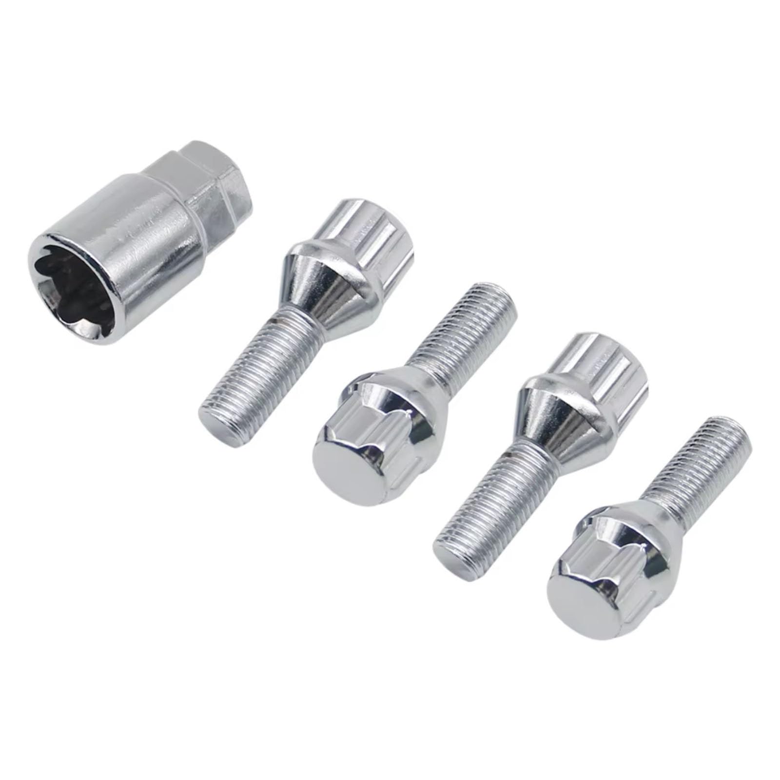VAAKLM Kompatibel Mit E30 E36 E46 E90 2003 2004 2005 2006 2007 2008 2009 2010 2011 2012 2013 M12 * 1,5 4+1 Auto-Aluminiumlegierungs-Radverriegelungsbolzen Schloss Radbolzen(Silver) von VAAKLM