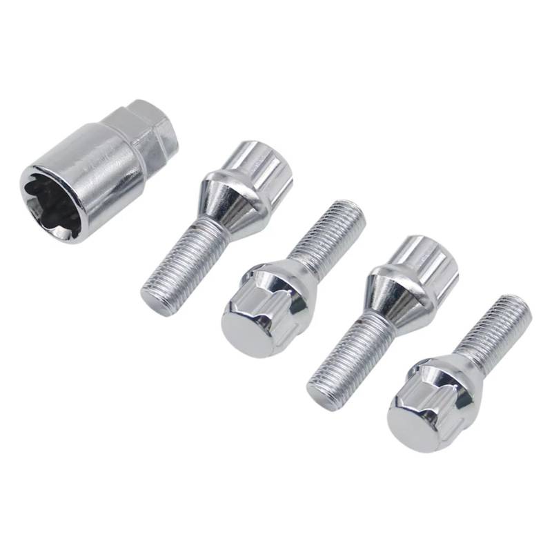 VAAKLM Kompatibel Mit E30 E36 E46 E90 2003 2004 2005 2006 2007 2008 2009 2010 2011 2012 2013 M12 * 1,5 4+1 Auto-Aluminiumlegierungs-Radverriegelungsbolzen Schloss Radbolzen(Silver) von VAAKLM