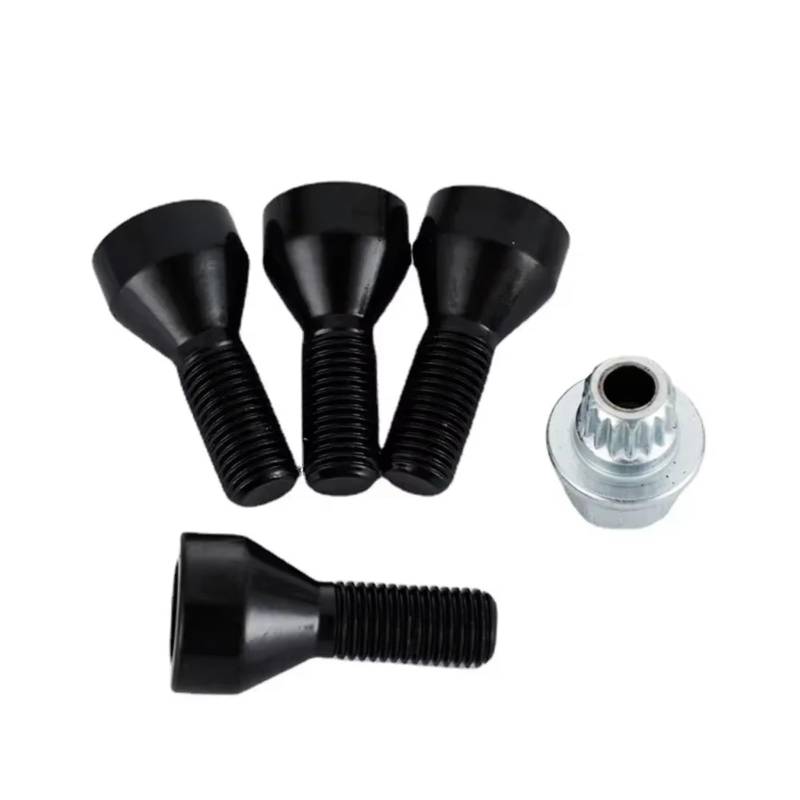 VAAKLM Kompatibel Mit Für X6 Für E71 2008 2009 2010 2011 2012 2013 2014 4 Stück/Set X 1,25 Schwarze Radsicherungsschrauben Muttern Schlüssel OEM: 36136776076 Schloss Radbolzen(M12x1.5) von VAAKLM