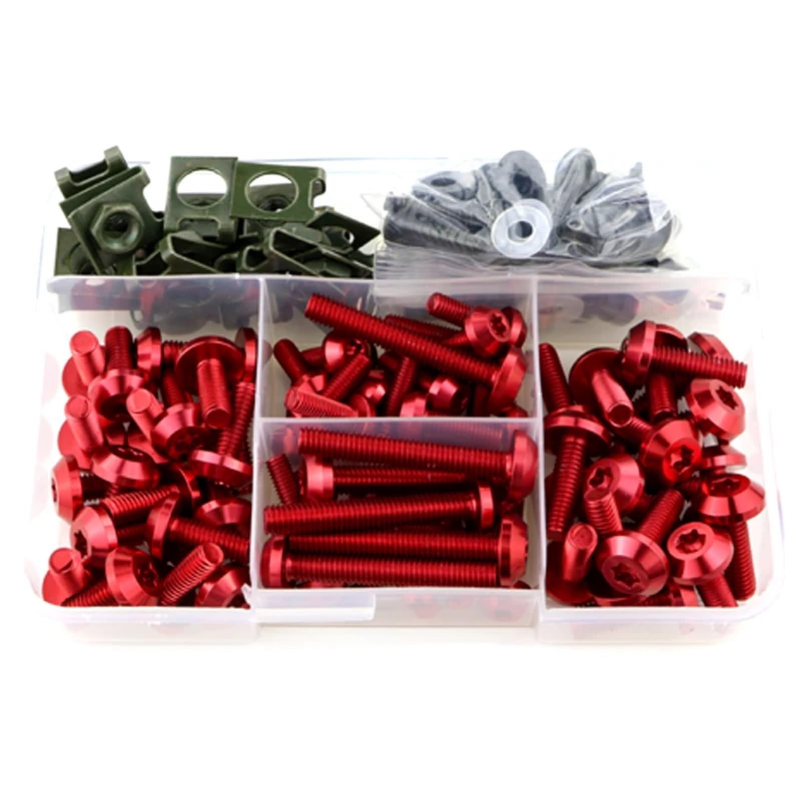 VAAKLM Kompatibel Mit S1000rr S1000r S1000xr Für R Nine T Hp4 Motorradzubehör Komplettes Komplettes Verkleidungsschrauben-Set Schrauben Muttern Clips Motorräder Schrauben(Red) von VAAKLM