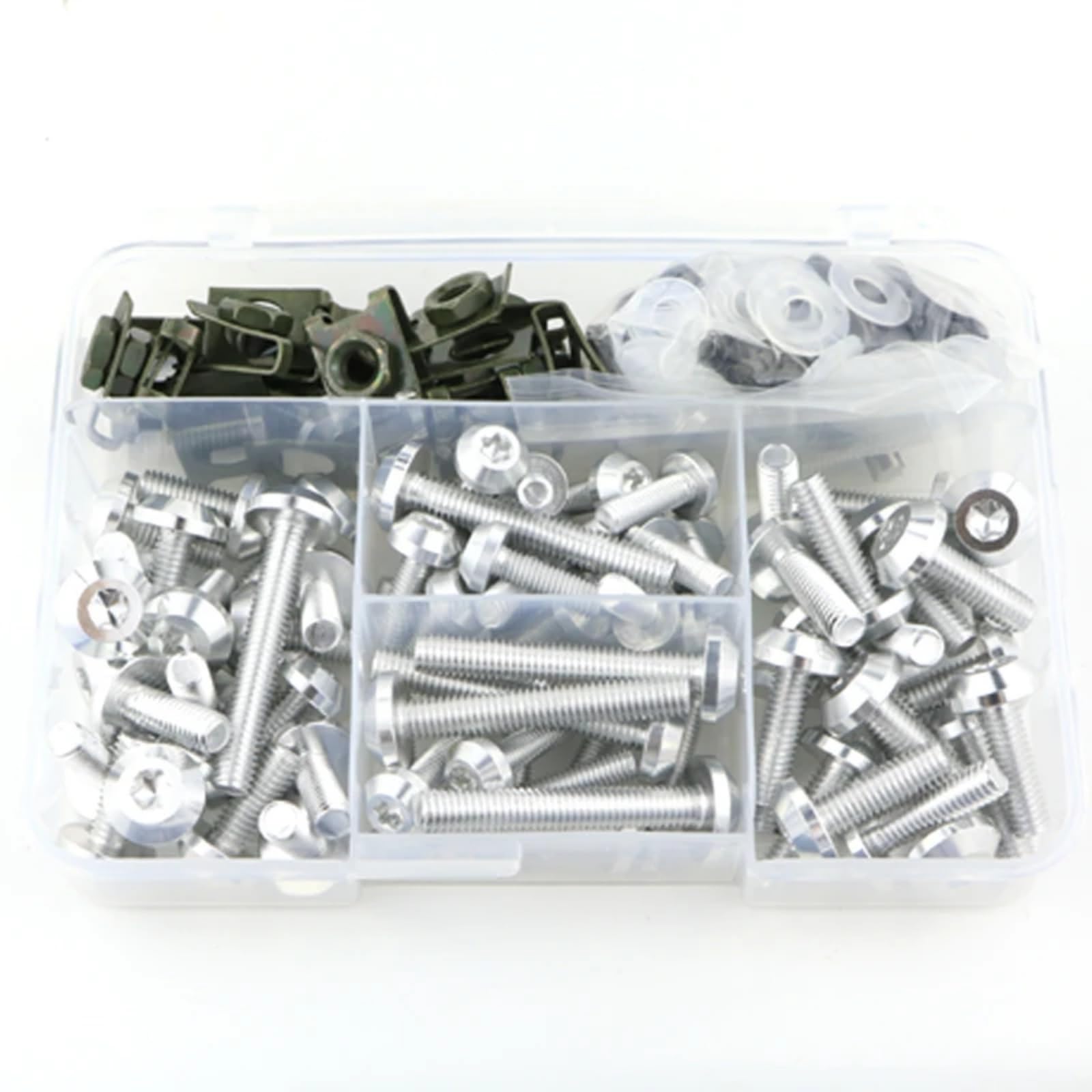 VAAKLM Kompatibel Mit S1000rr S1000r S1000xr Für R Nine T Hp4 Motorradzubehör Komplettes Komplettes Verkleidungsschrauben-Set Schrauben Muttern Clips Motorräder Schrauben(Silver) von VAAKLM