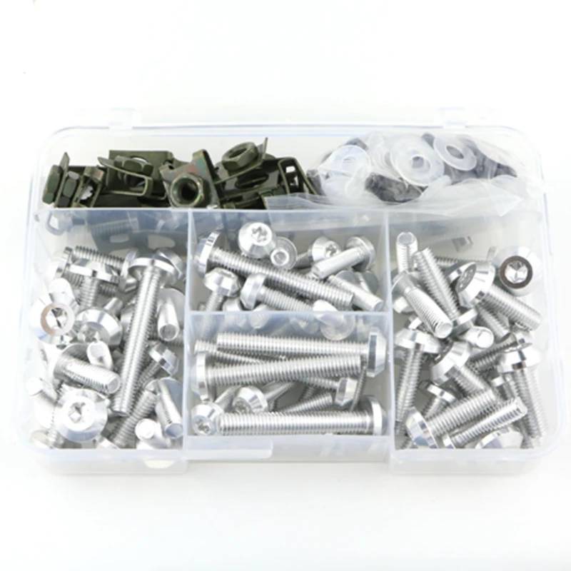 VAAKLM Kompatibel Mit S1000rr S1000r S1000xr Für R Nine T Hp4 Motorradzubehör Komplettes Komplettes Verkleidungsschrauben-Set Schrauben Muttern Clips Motorräder Schrauben(Silver) von VAAKLM