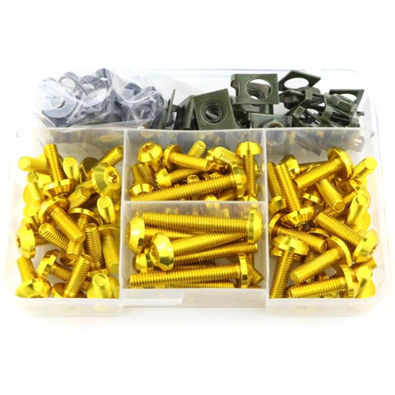 VAAKLM Kompatibel Mit S1000rr S1000r S1000xr Für R Nine T Hp4 Motorradzubehör Komplettes Komplettes Verkleidungsschrauben-Set Schrauben Muttern Clips Motorräder Schrauben(Yellow) von VAAKLM