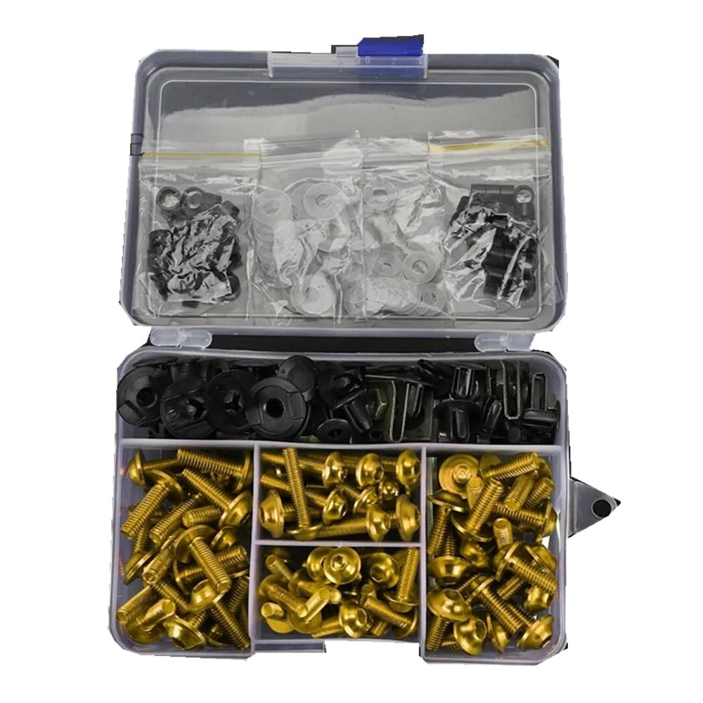VAAKLM Kompatibel Mit Sym Für Cruisym 300i Für Maxsym 400 Für Maxsym 600 Motorrad-Vollverkleidungsschrauben-Set, Schrauben, Muttern, CNC-Motorrad-Schrauben-Set Motorräder Schrauben(Yellow) von VAAKLM