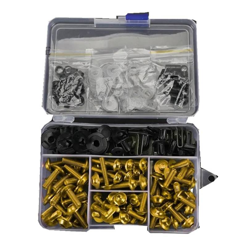VAAKLM Kompatibel Mit Sym Für Cruisym 300i Für Maxsym 400 Für Maxsym 600 Motorrad-Vollverkleidungsschrauben-Set, Schrauben, Muttern, CNC-Motorrad-Schrauben-Set Motorräder Schrauben(Yellow) von VAAKLM