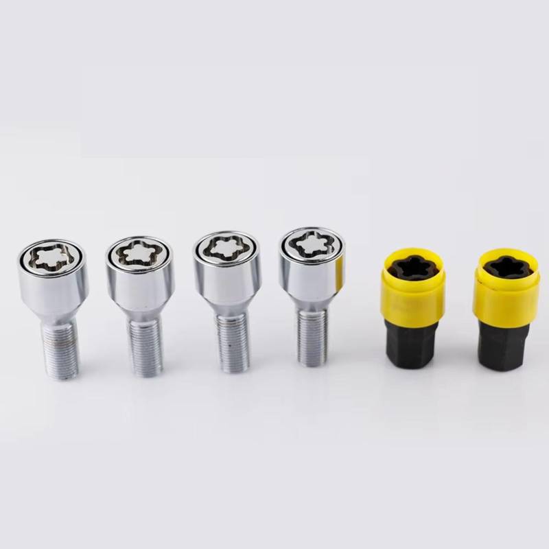 VAAKLM Kompatibel Mit VW Für Golf 4+2 M14x1,5 Stahl-Radschloss-Feststellschrauben 28 Mm Schaft Reifenschraube Radbolzen Stahl-Radschrauben Radmutter Autoreifenschrauben Schloss Radbolzen von VAAKLM