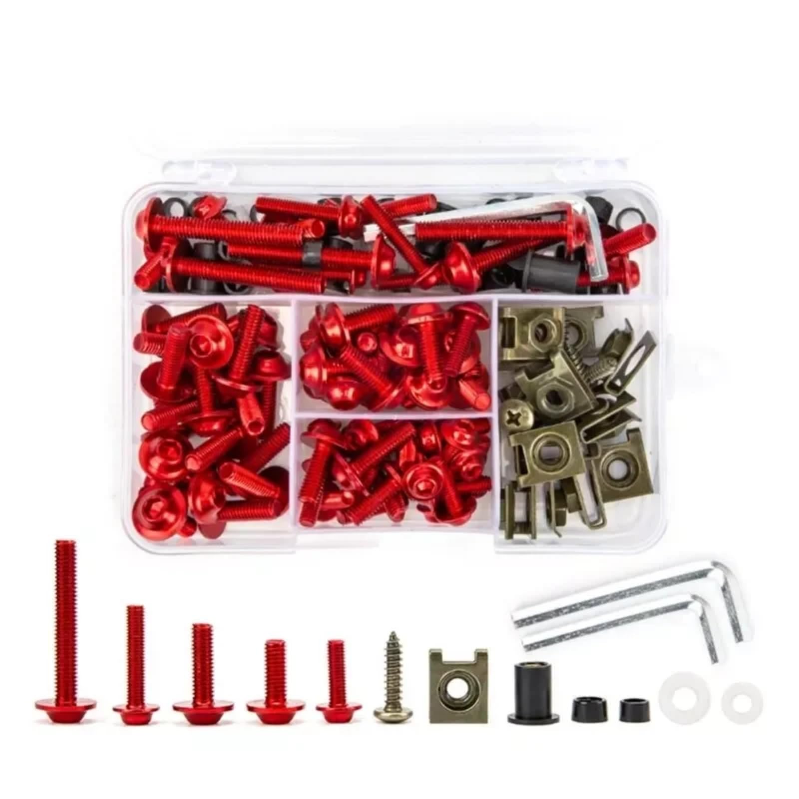 VAAKLM Kompatibel mit CBR Rr900 für CBR 929rr Verkleidungsschrauben-Set, Motorrad-Windschutzscheibenschrauben, Motorrad-Schraubenabdeckungs-Set-Schraubenbefestigungen Motorräder Schrauben(Red) von VAAKLM