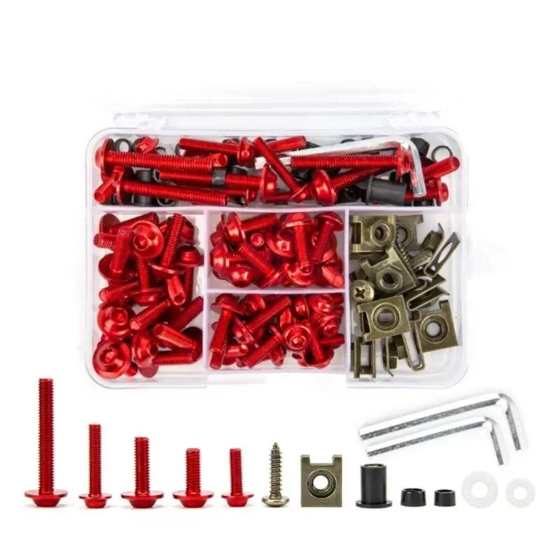 VAAKLM Kompatibel mit CBR Rr900 für CBR 929rr Verkleidungsschrauben-Set, Motorrad-Windschutzscheibenschrauben, Motorrad-Schraubenabdeckungs-Set-Schraubenbefestigungen Motorräder Schrauben(Red) von VAAKLM