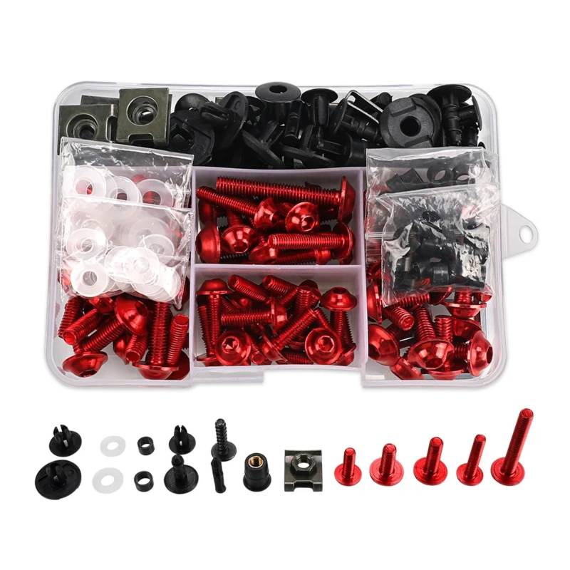 VAAKLM Kompatibel mit Ducati für Scrambler 1100 für Scrambler 800 Verkleidungsschrauben-Set, Karosserie-Befestigungselemente, Schrauben, Muttern-Schraubenbefestigungen Motorräder Schrauben(Red) von VAAKLM