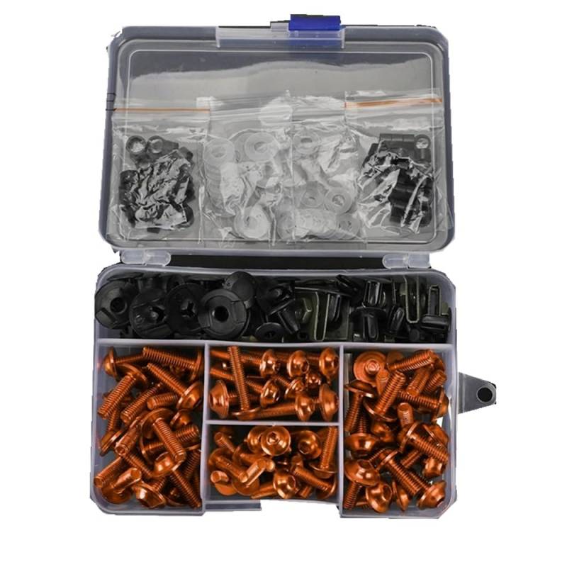 VAAKLM Kompatibel mit Fz750 für Fz700 für Fz600 für Fzs150 für Fz150i für Fzx700 Yfz350 Verkleidungsbolzen, Schraubensatz, Mutternklammern, Motorrad-Schraubensatz Motorräder Schrauben(Orange) von VAAKLM