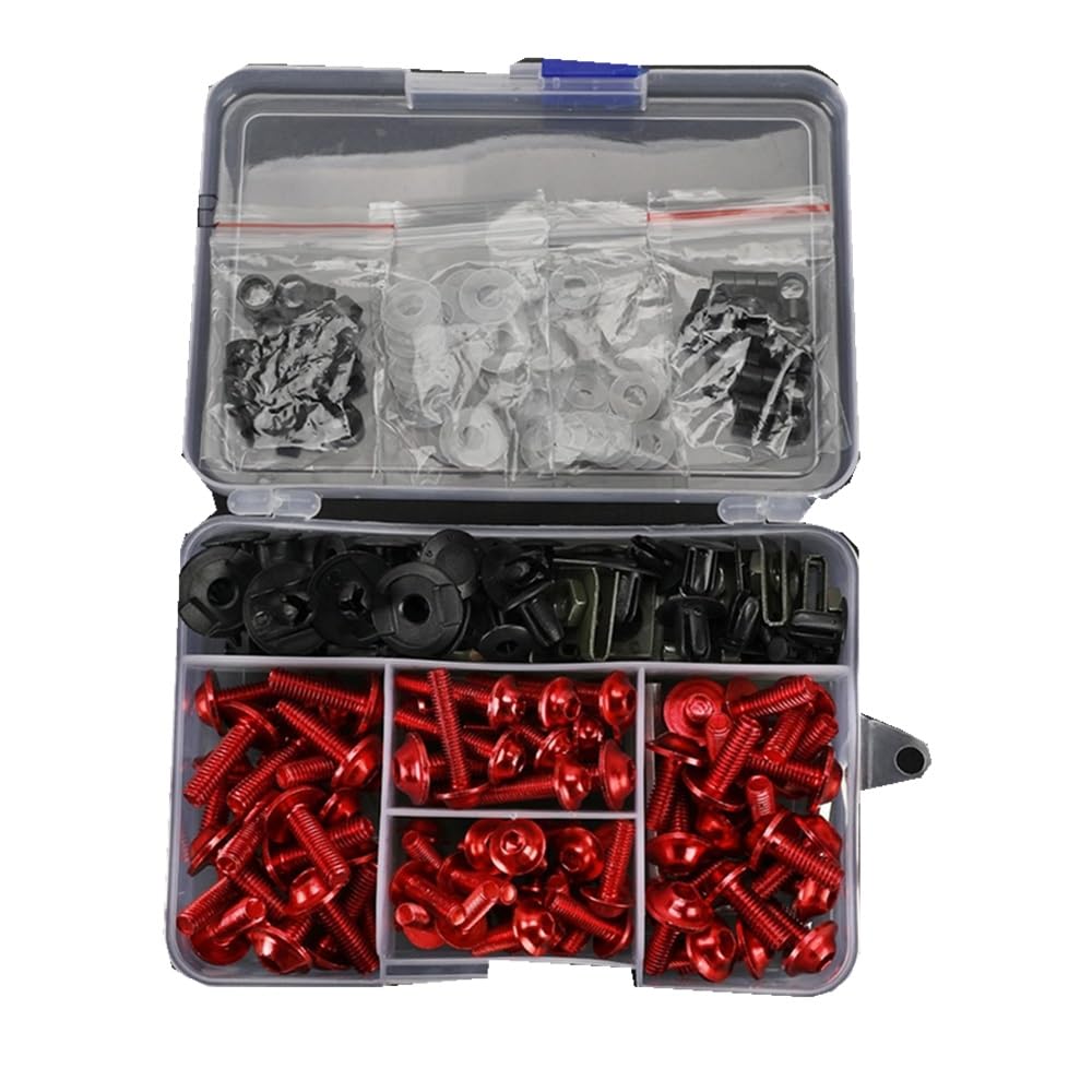 VAAKLM Kompatibel mit Fz750 für Fz700 für Fz600 für Fzs150 für Fz150i für Fzx700 Yfz350 Verkleidungsbolzen, Schraubensatz, Mutternklammern, Motorrad-Schraubensatz Motorräder Schrauben(Red) von VAAKLM