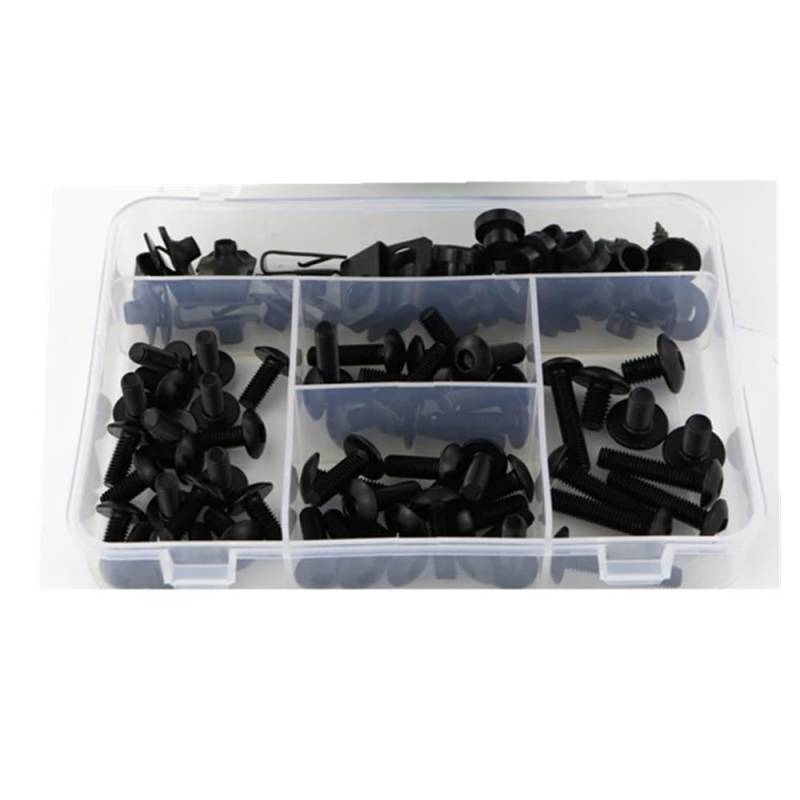 VAAKLM Kompatibel mit K1200gt 2006–2009 für K1300gt 2009–2013 komplettes Motorrad-Verkleidungsschrauben-Set Muttern, Schrauben Verkleidungsklammern aus Stahl Motorräder Schrauben(Black) von VAAKLM