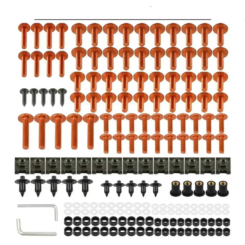 VAAKLM Kompatibel mit Nt700v für Nt1100 für Nt700va Verkleidungsschrauben-Set, Schrauben-Set, Motorrad-Zubehör, Motorrad-Schrauben-Set Motorräder Schrauben(Orange) von VAAKLM