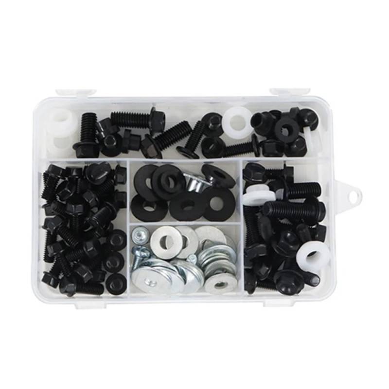 VAAKLM Kompatibel mit für Kdx50 Kdx80 Kdx175 Kdx200 Kdx220r Ganzkörper-Kunststoffrahmen-Kotflügelschraubensatz Motorrad-Schraubklemme Motorräder Schrauben(Black) von VAAKLM