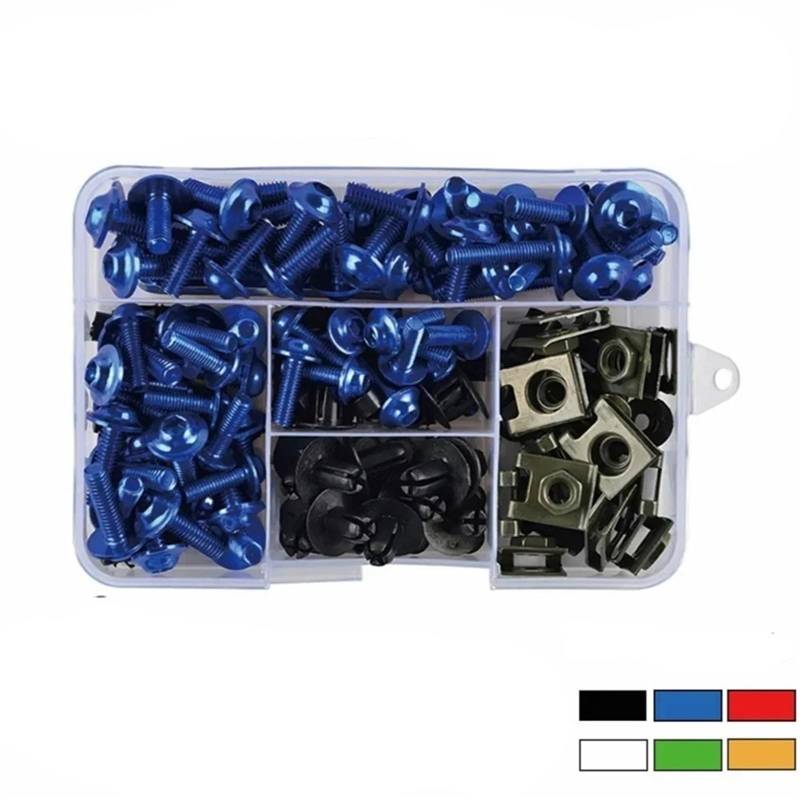 VAAKLM Kompatibel mit für Ninja Zx10r für Ninja Zx12r Verkleidungsschrauben-Schraubensatz, Mutternclips, Motorrad-Schraubklemme Motorräder Schrauben(Blue) von VAAKLM