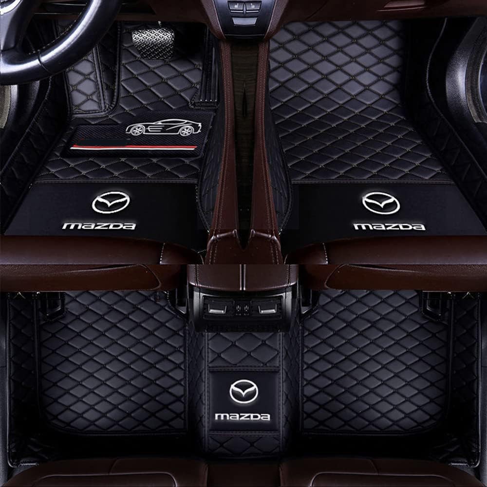 Auto PU-Leder Fußmatten für Mazda CX-30 2020-2023(LHD), Personalisierte für Ihr Auto Anti-Rutsch Fußmatten Volle Abdeckung wasserdichte Automobil Auto Fussmatten Sets,B Black von VAEVEN
