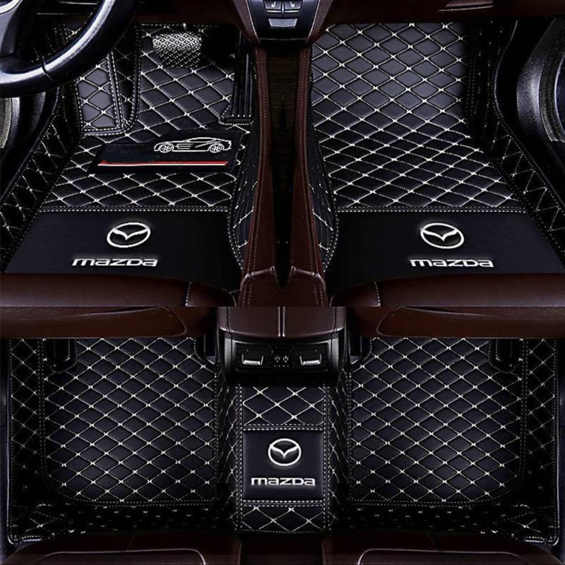 Auto PU-Leder Fußmatten für Mazda CX-30 2020-2023(LHD), Personalisierte für Ihr Auto Anti-Rutsch Fußmatten Volle Abdeckung wasserdichte Automobil Auto Fussmatten Sets,G Blackwhite von VAEVEN