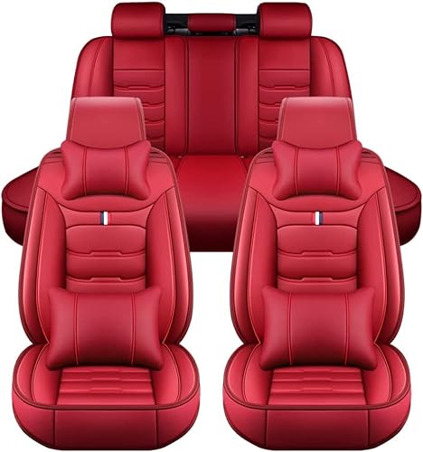 VAGILO Auto Sitzbezüge für BMW 5er F11 Touring Wagon 6.Gen 2011-2018, Allwetter Rutschfester Wasserdichter PU Leder Sitzkissen, Sitzschutz Auto Schonbezüge Innenraum Zubehör,Luxury_Set-B_Red von VAGILO