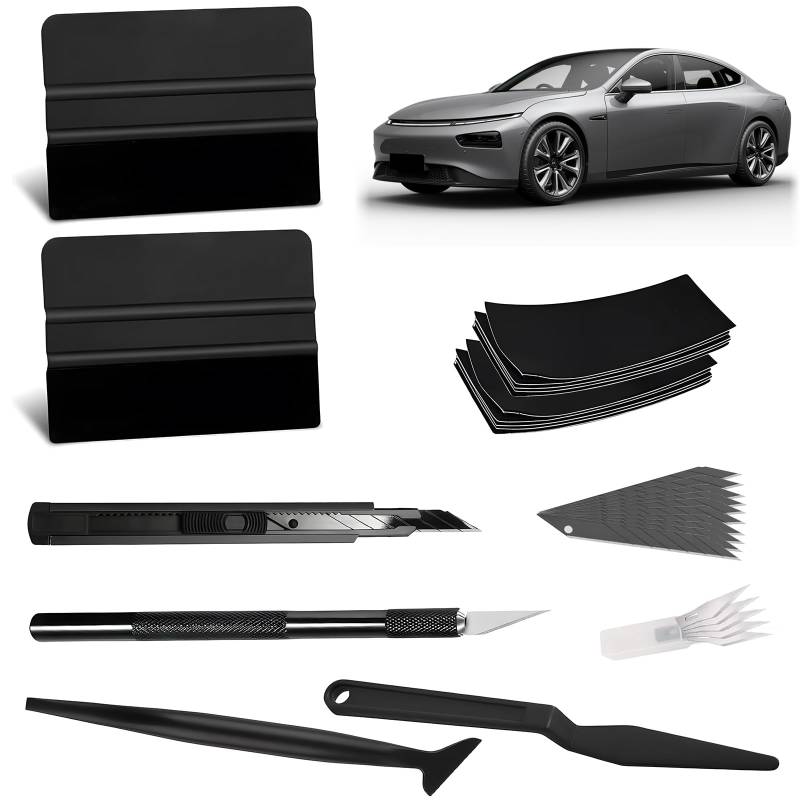 Rakelset zum Folieren, 31 Stück Folienrakel Set, Rakelset zum Arbeitsplatte Tapezieren, Squeegee Set mit Filzrakel Rakel und Präzisionsmesser Cutter Messer für Tönungsfolie Fensterfolien Auto Folien von VAIGU:OA