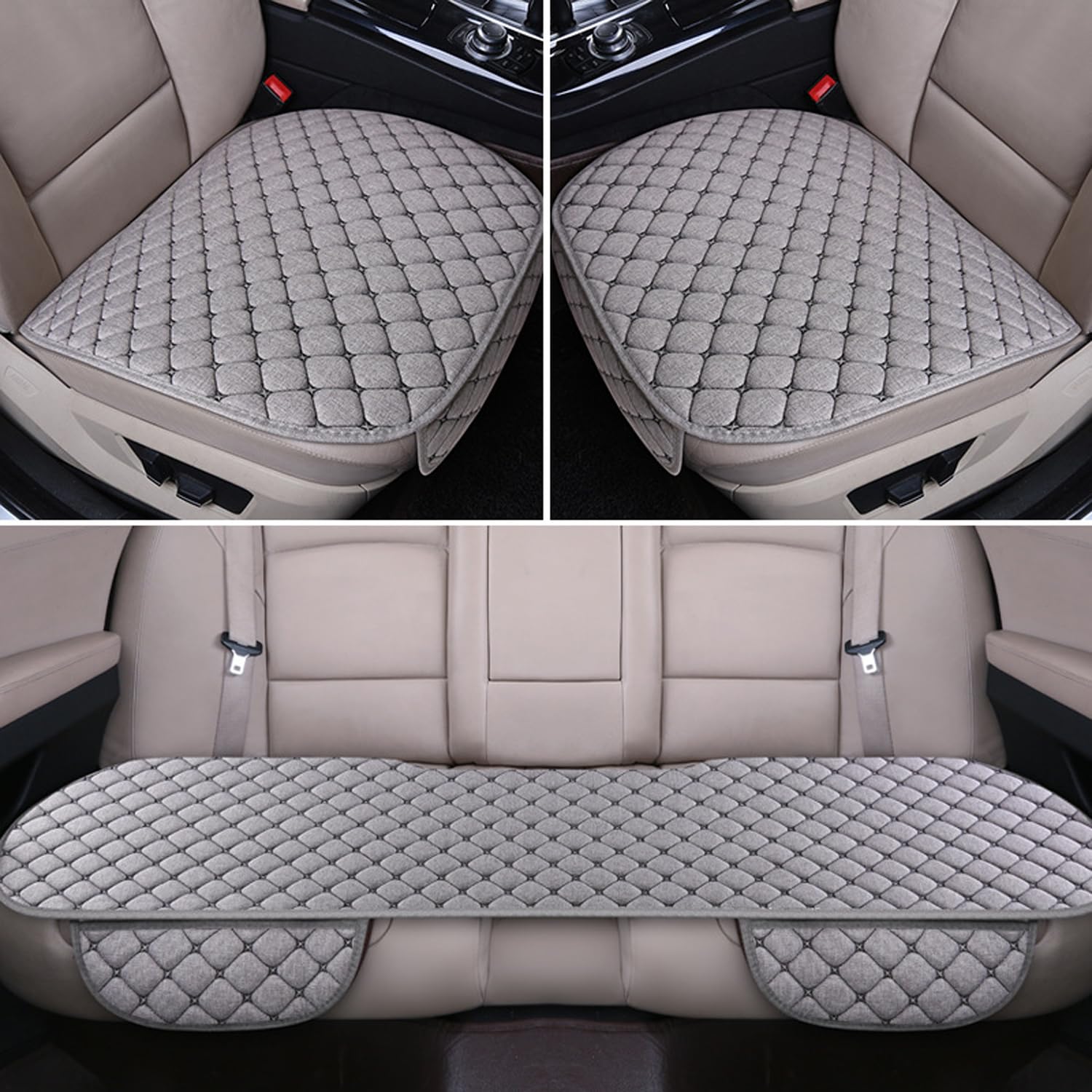 VALBEL Auto Sitzauflagen Universal Sitzkissen Autositzbezüge Vorne Hinten Sitzbezüge Fahrzeuge Stuhl Pad Mat rutschfest Bequem (Grey,3-teiliges Set) von VALBEL