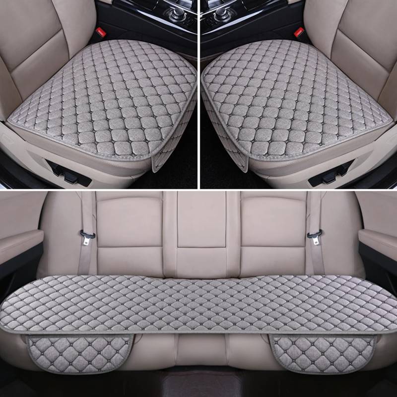 VALBEL Auto Sitzauflagen Universal Sitzkissen Autositzbezüge Vorne Hinten Sitzbezüge Fahrzeuge Stuhl Pad Mat rutschfest Bequem (Grey,3-teiliges Set) von VALBEL